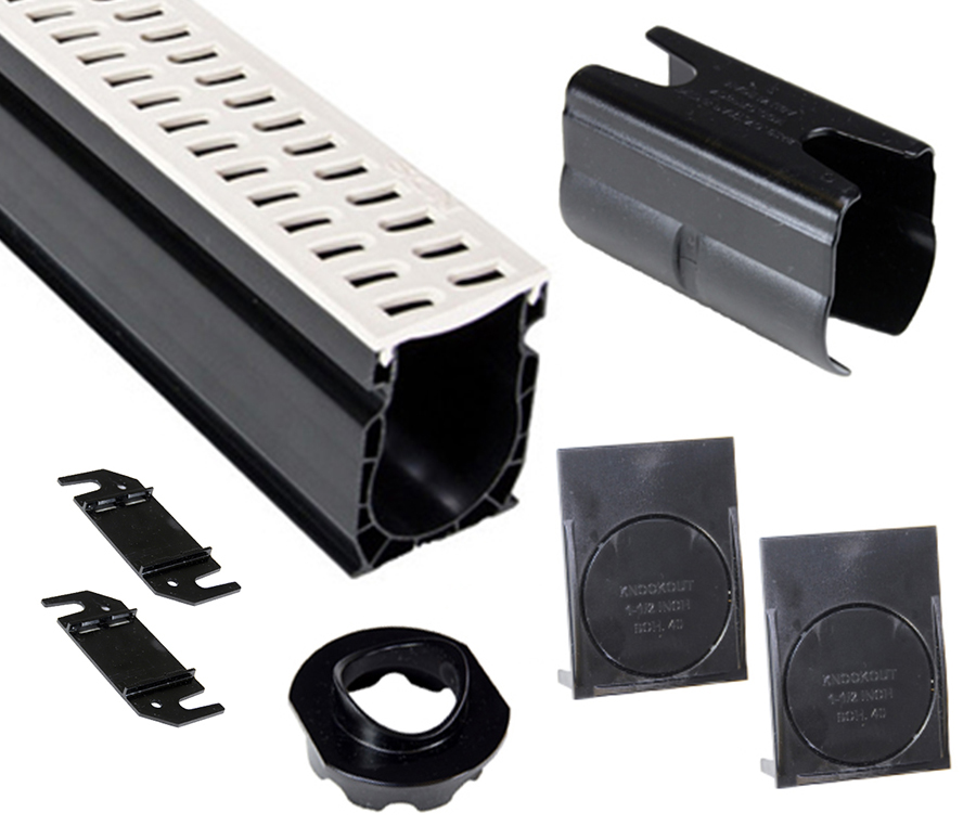 NDS Slim Channel Kit with White Slotted Grate